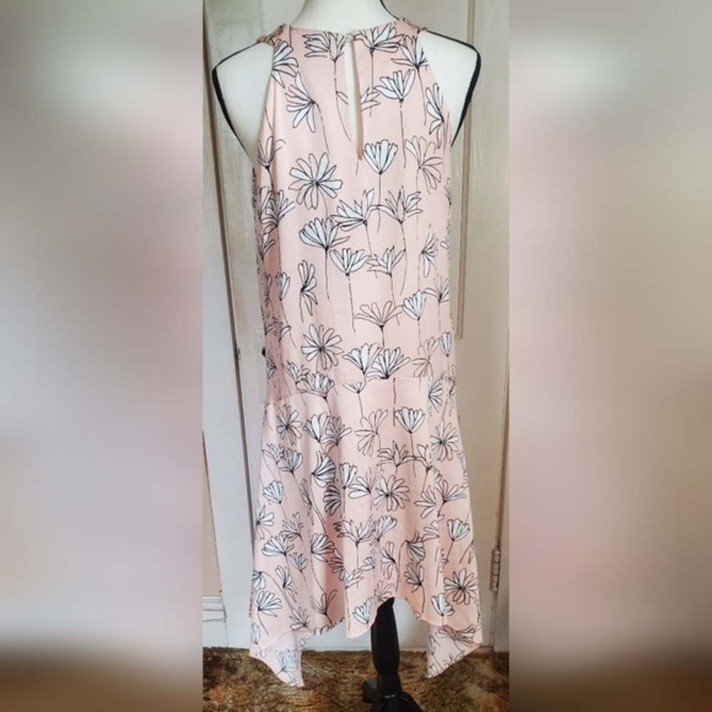 Maggy‎ London blush sleeveless handkerchief high low sheath dress size 10 - Picture 3 of 12